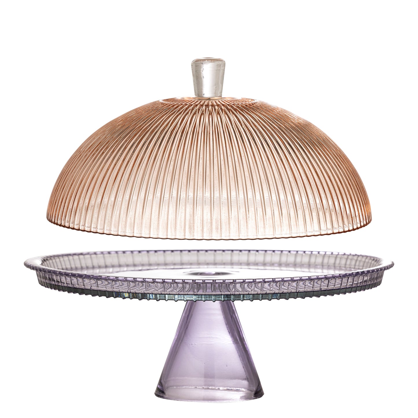 Bloomingville Tayo Kuchenteller mit Glocke, Bunt, Glas