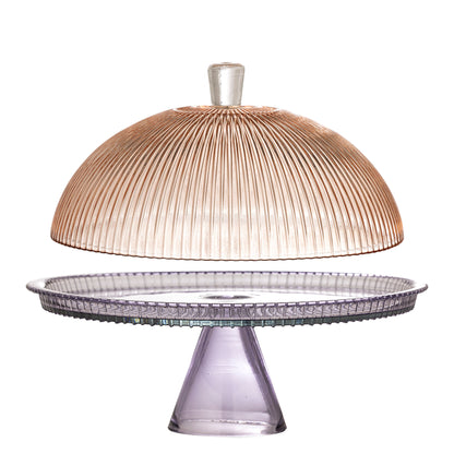 Bloomingville Tayo Kuchenteller mit Glocke, Bunt, Glas