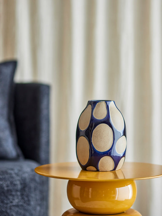 Bloomingville Bashir Vase, Blau, Steingut