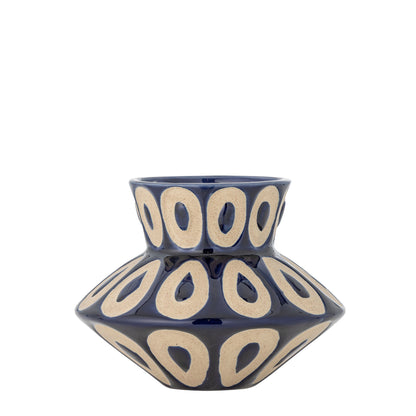 Bloomingville Bashir Vase, Blau, Steingut