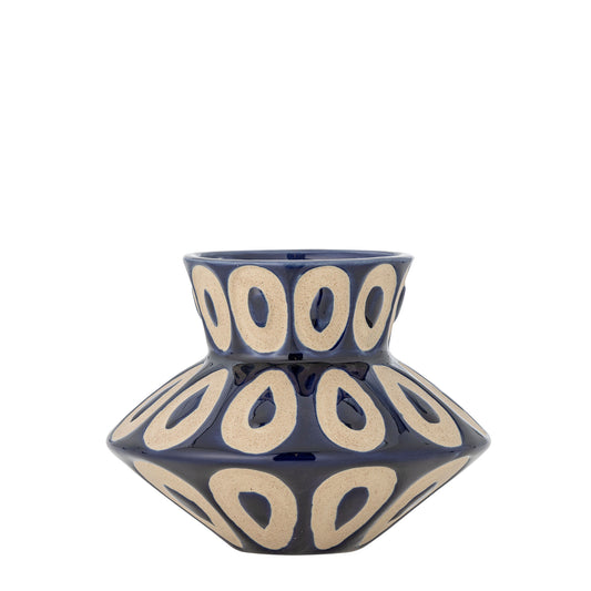 Bloomingville Bashir Vase, Blau, Steingut