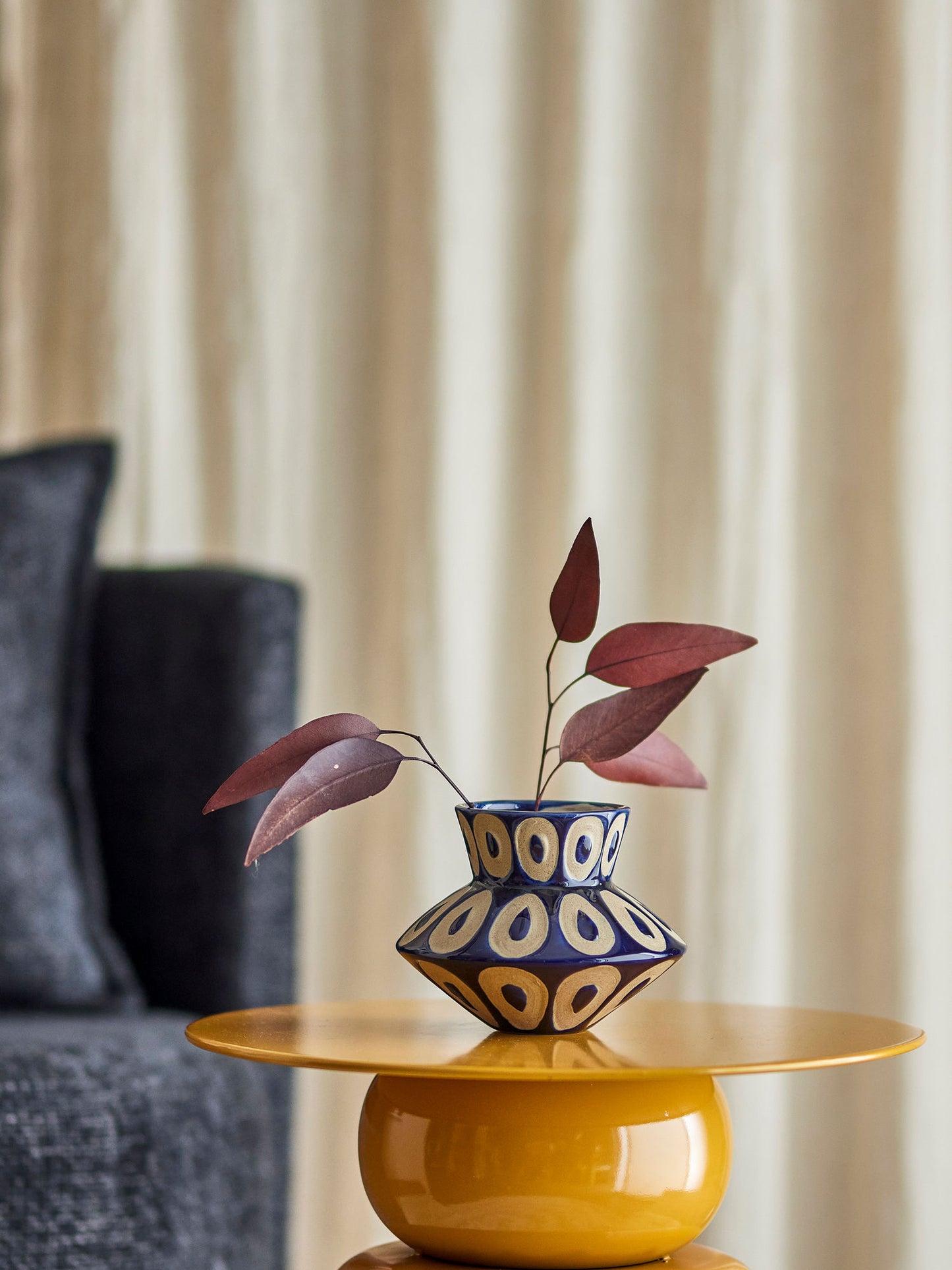 Bloomingville Bashir Vase, Blau, Steingut
