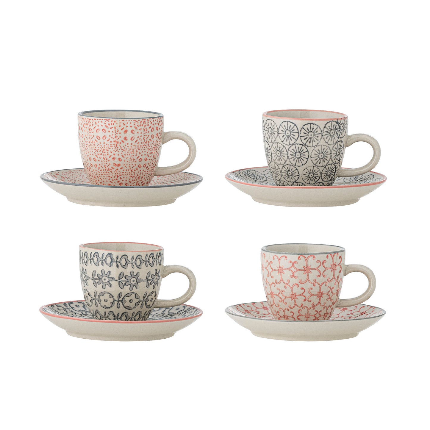 Bloomingville Cécile Espresso Cup w/Saucer, Bunt, Steingut