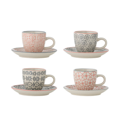 Bloomingville Cécile Espresso Cup w/Saucer, Bunt, Steingut