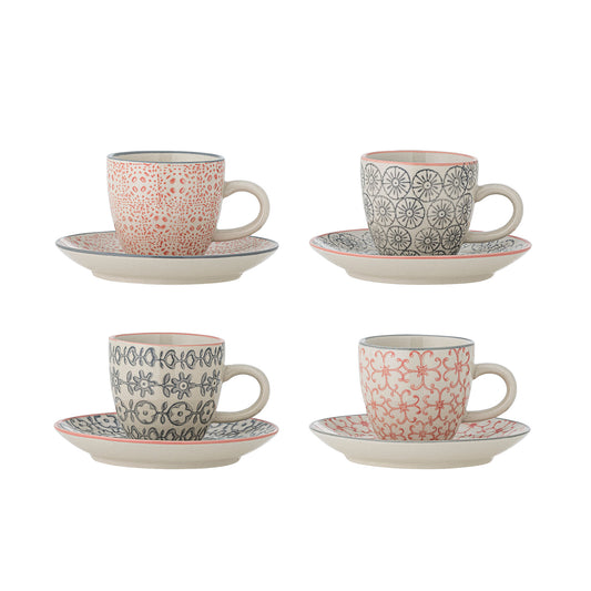 Bloomingville Cécile Espresso Cup w/Saucer, Bunt, Steingut