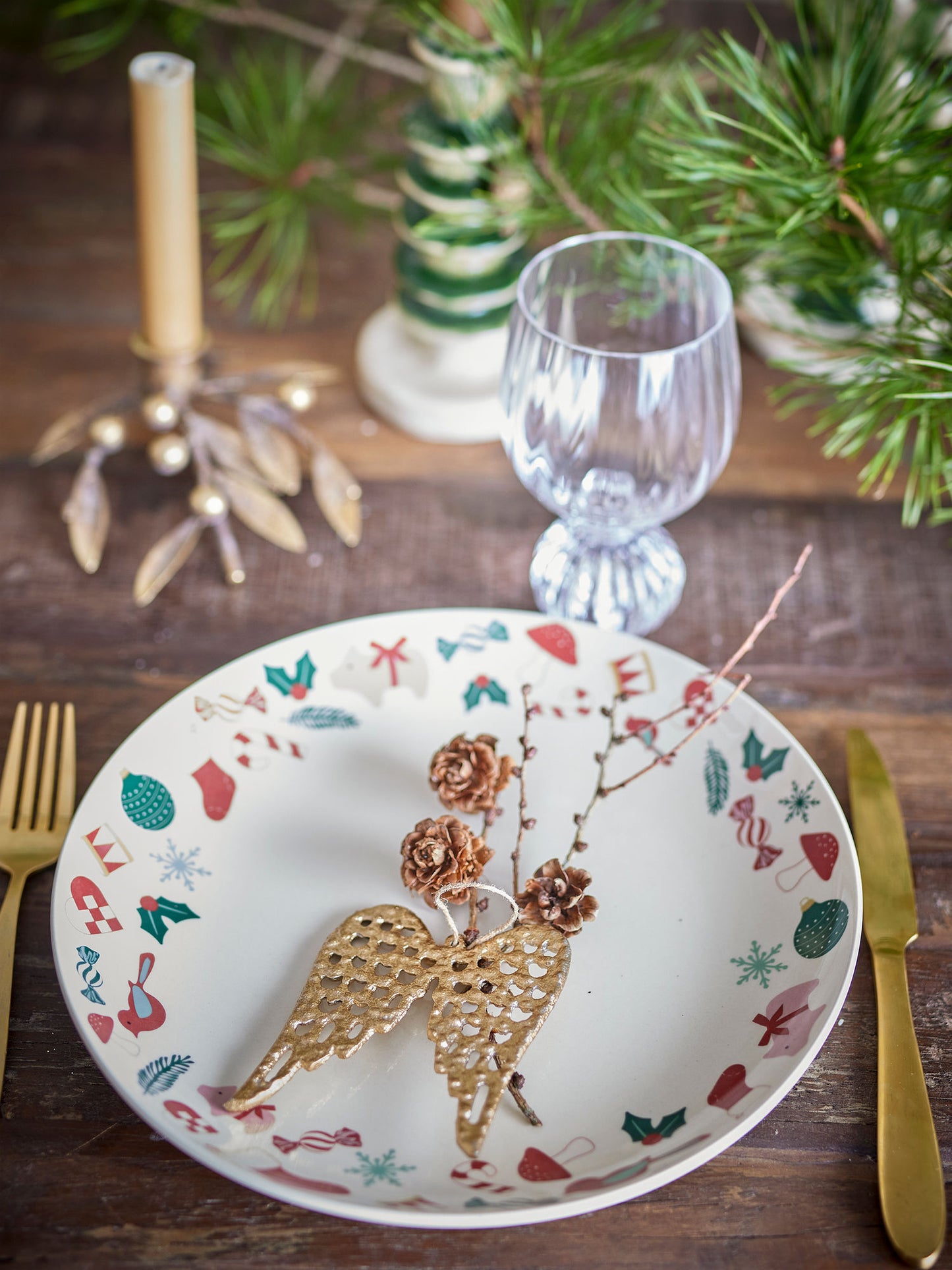 Bloomingville Yule Servierplatte, Natur, Steingut