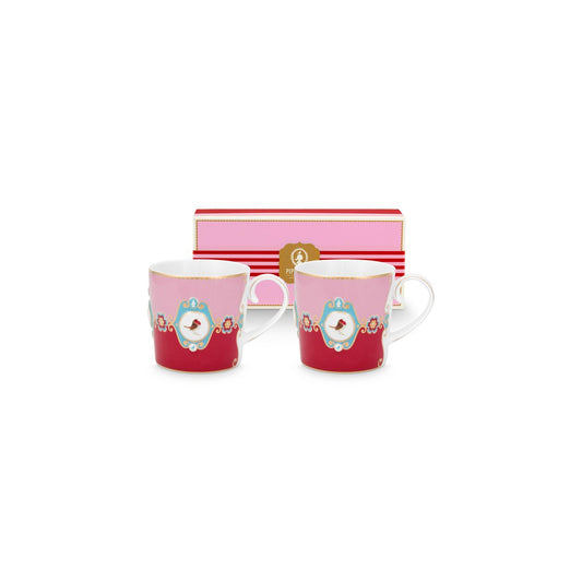 2er Set Tasse Small Love Birds Medallion Red-Pink