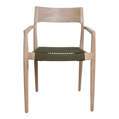 Freya Gartenstuhl mit Armlehregrün - Licht Teaks