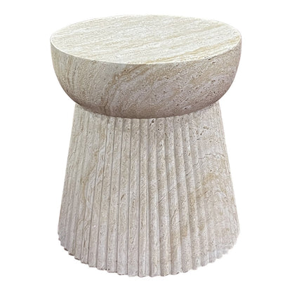 Bonn Beistelltisch beige weiß,  Ø37x43 cm
