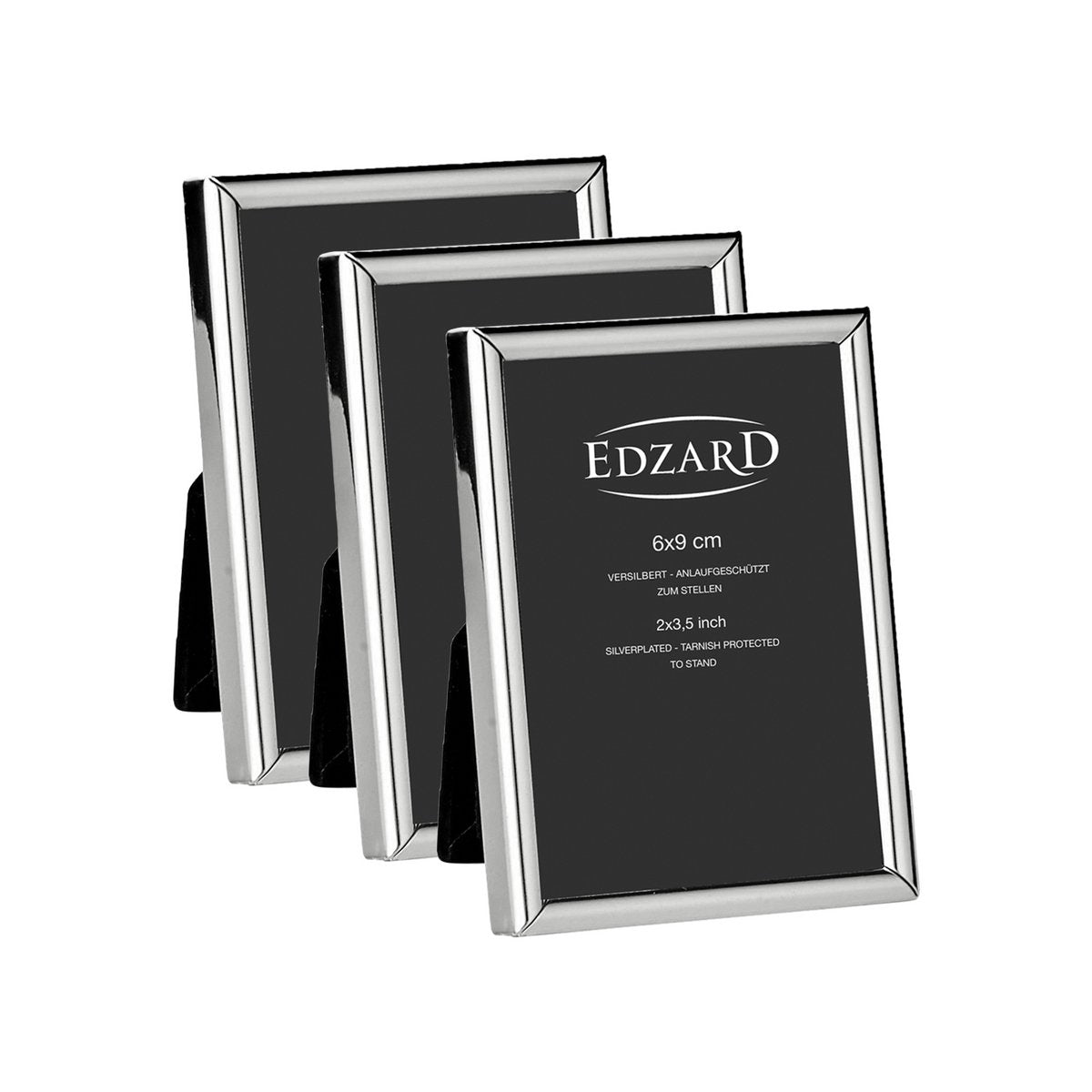 EDZARD 3er Set Bilderrahmen Genua (6x9 cm), edel versilbert, anlaufgeschützt