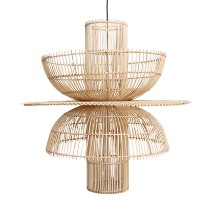 Saturn Hängelampe aus Rattan