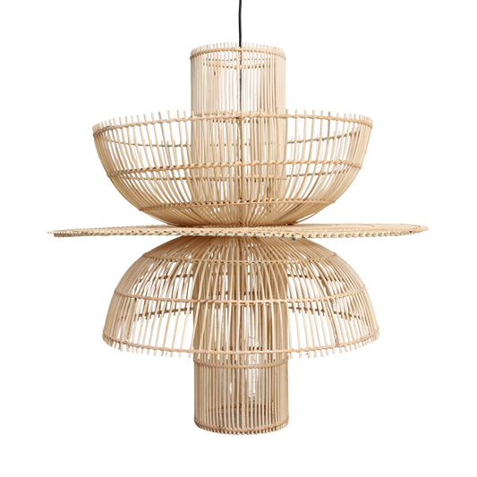 Saturn Hängelampe aus Rattan