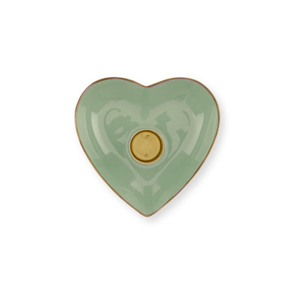 Set/2 Candle Holders Metal Heart Green 10x3cm