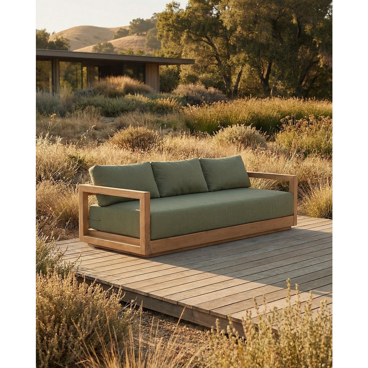 Umalas Dreisitzer-Sofa – Outdoor – Grüne Alge