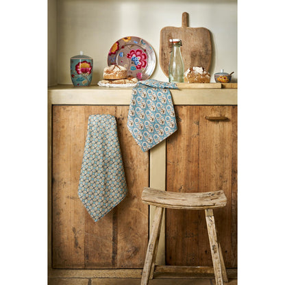 Pip Studio Geschirrtücher 2x Blooming Tales Bustani-Pashmina Khaki-Blue 50x70cm