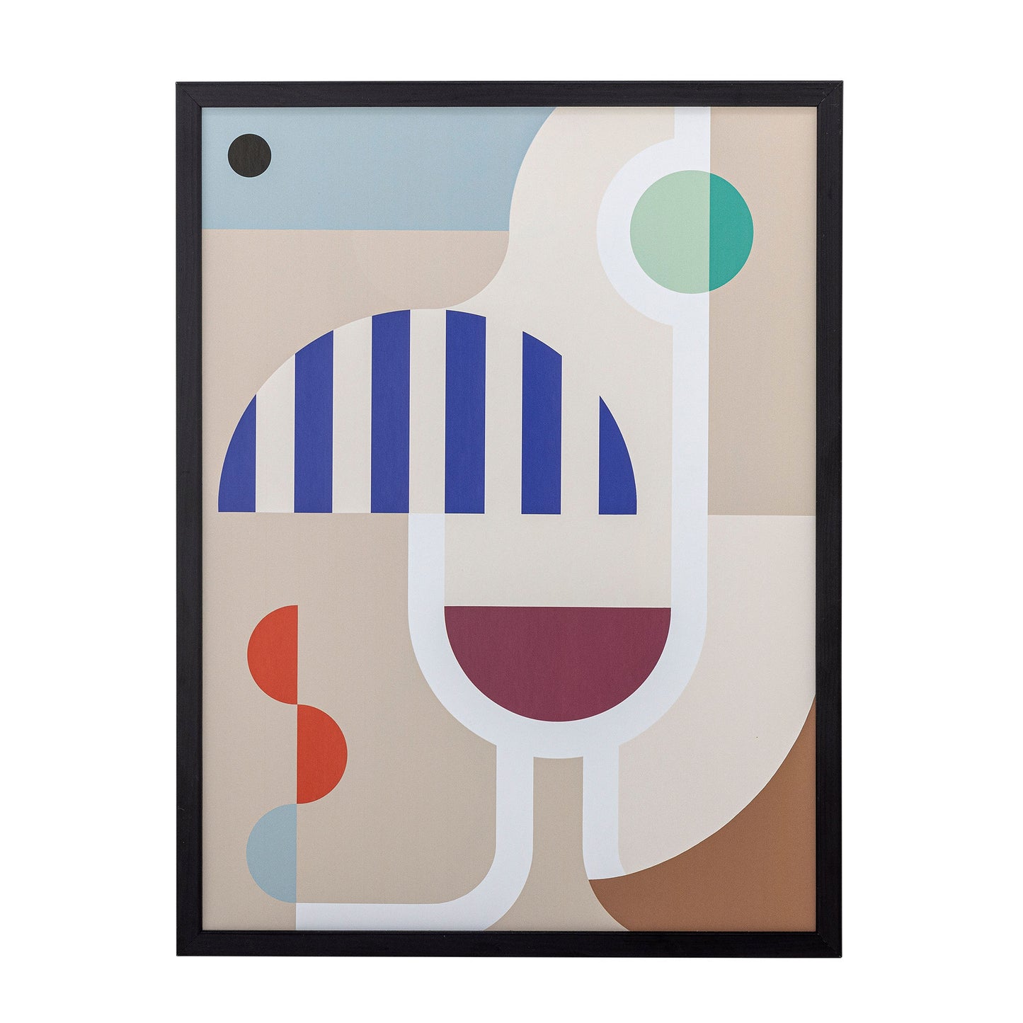 Bloomingville Wine Illustration mit Rahmen, Bunt, Kiefer