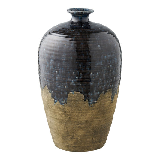 Vase aus Keramik, dunkelblau