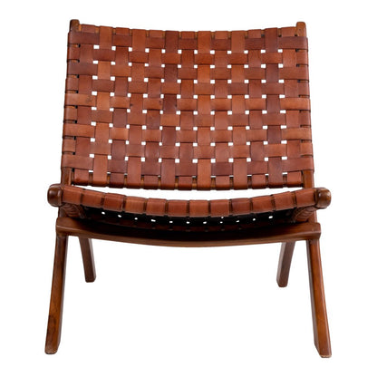 Perugia Klappstuhl – Teakholz, Leder, Braun – 66 x 74 x 73 cm