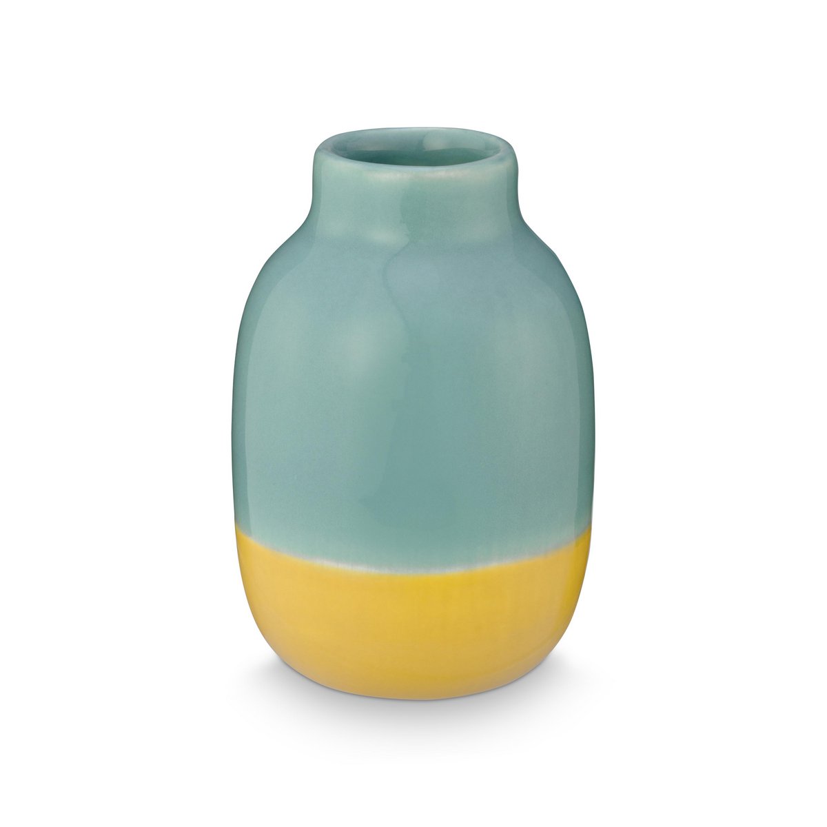 Set of Vases Ceramic Light Blue-Yellow Small