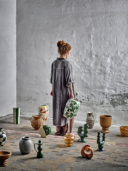 Bloomingville Floki Vase, Grün, Steingut