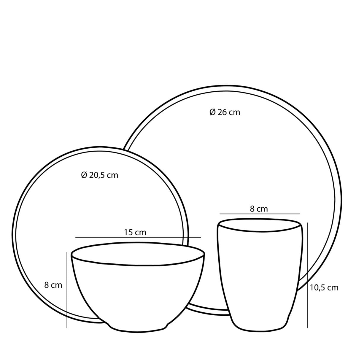 Geschirrset Tabo Schwarz (16-teilig)