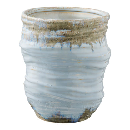Vase aus Keramik, hellblau
