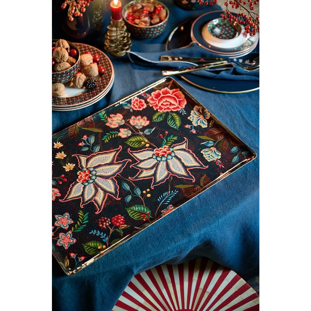 Tray Metal Large Berry Blues Dark Blue 48x32cm