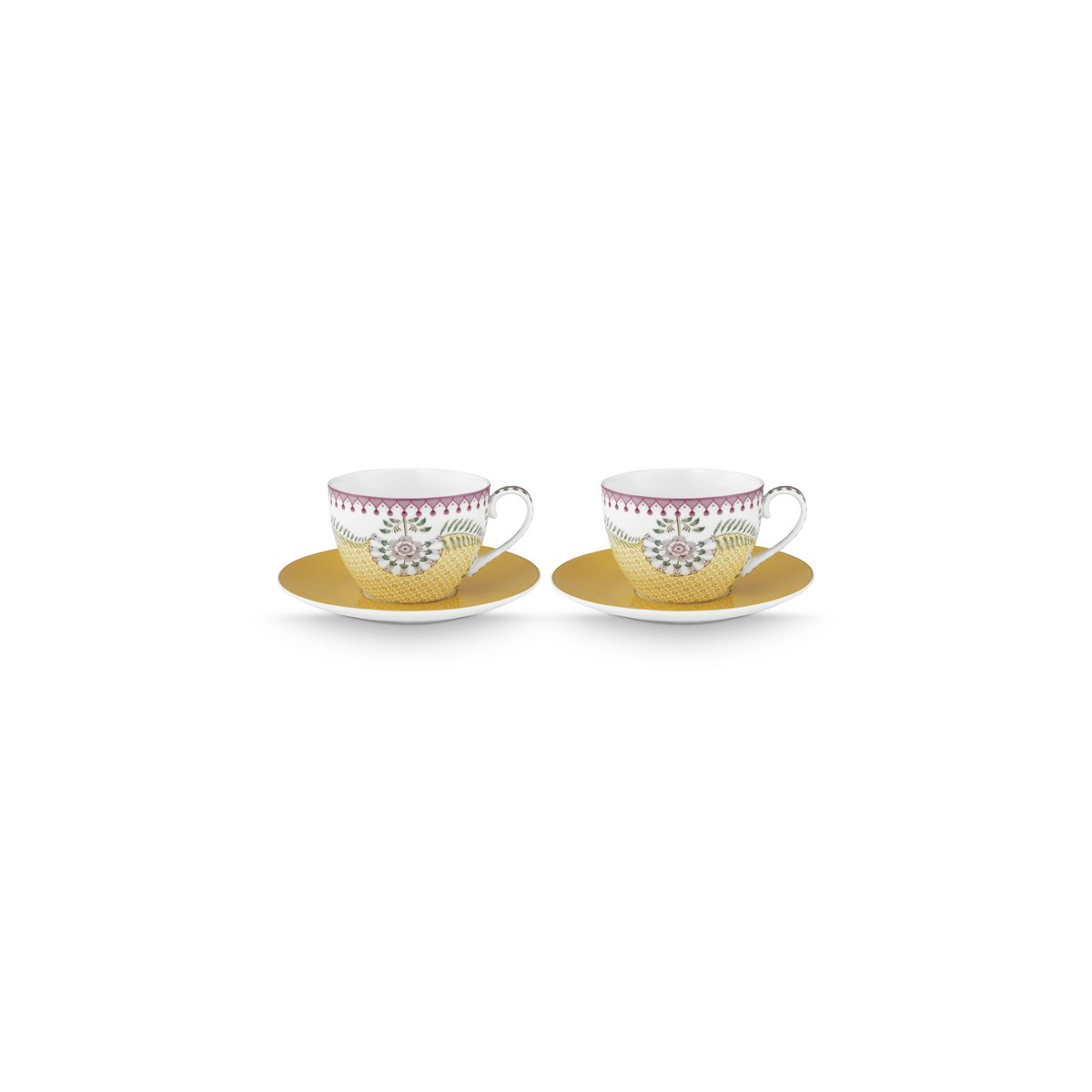 Pip Studio Teetassen und Untertassen Lily&Lotus Tiles Yellow