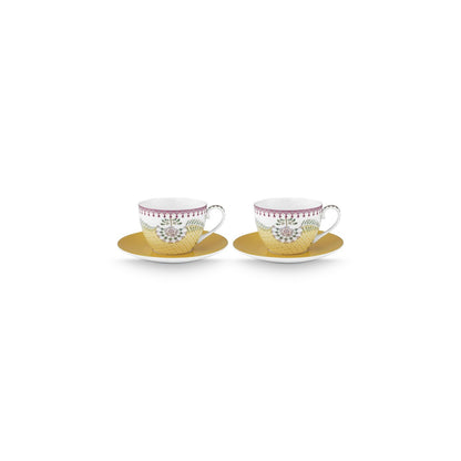 Pip Studio Teetassen und Untertassen Lily&Lotus Tiles Yellow