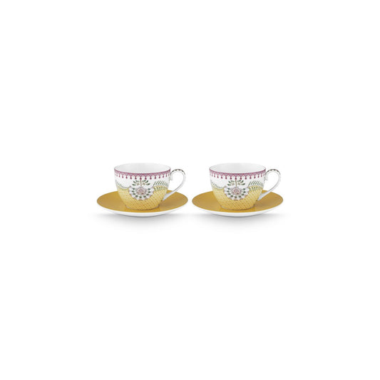 Pip Studio Teetassen und Untertassen Lily&Lotus Tiles Yellow