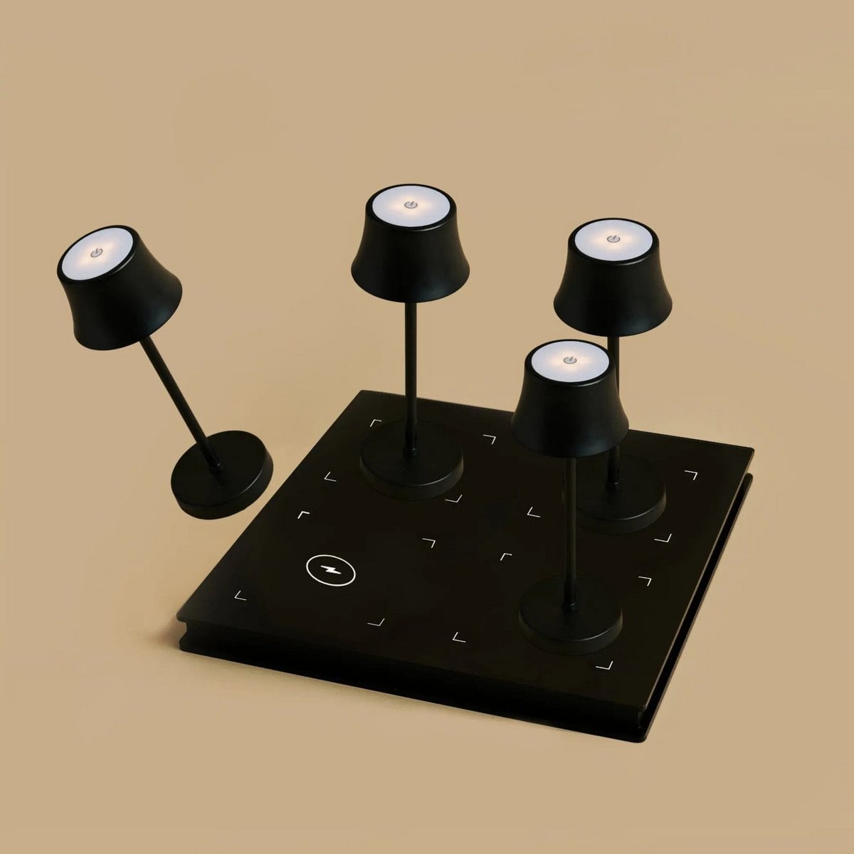 Kombi-Set Profi | 4 x wiederaufladbare Tischlampen mit Ladestation
