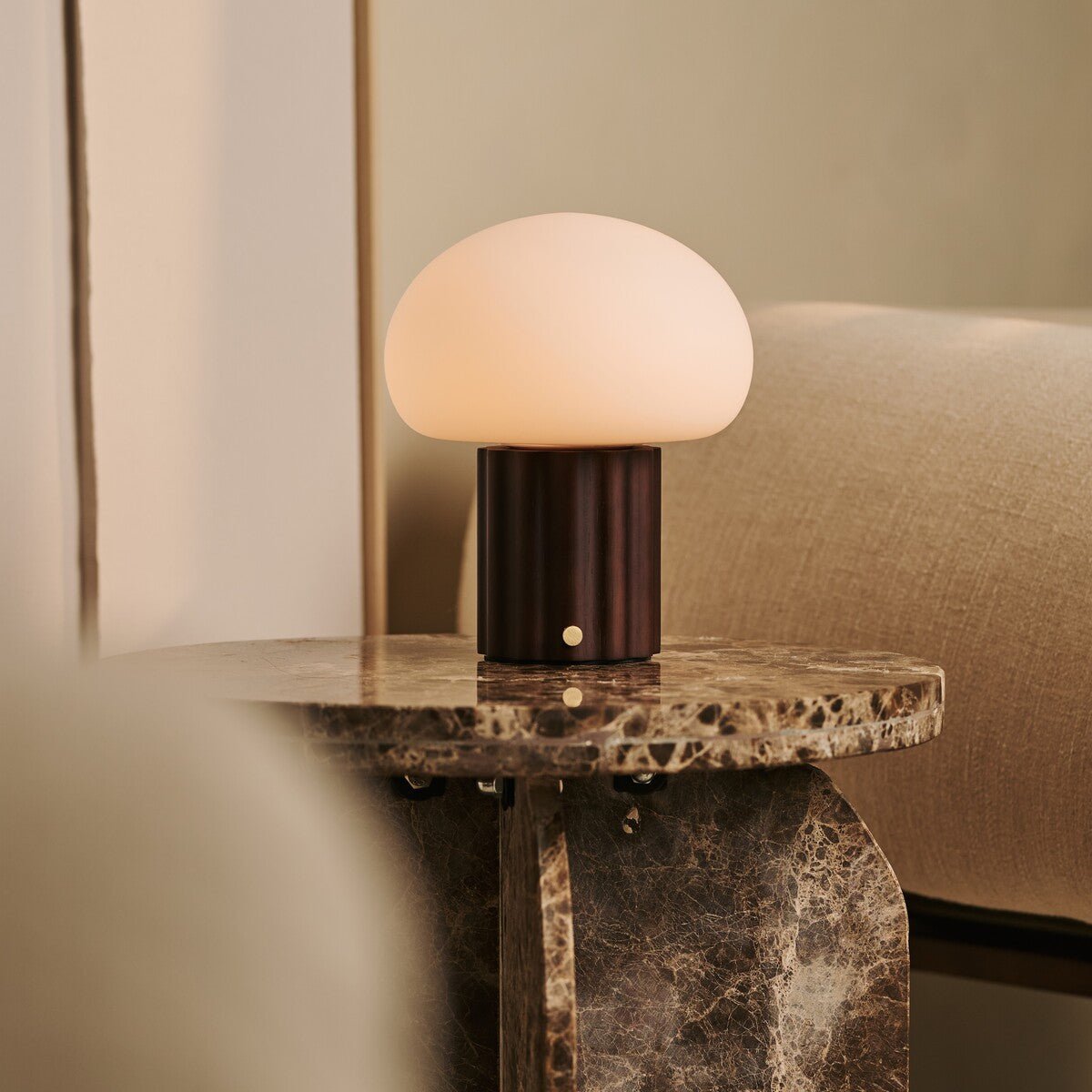 Jord Dark Brown Rechargeable Table Lamp | Cordless, Unique & Up to 100 Hours of Light