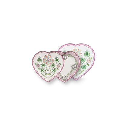 Set/2 Heart Shape Plates Lily&Lotus Lilac 21.5cm
