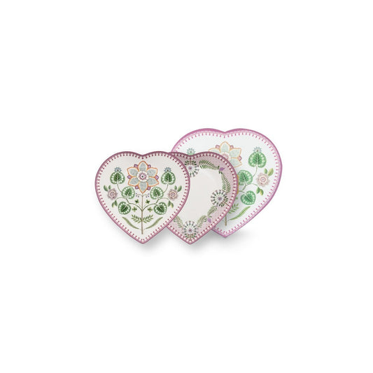 Set/2 Heart Shape Plates Lily&Lotus Lilac 21.5cm