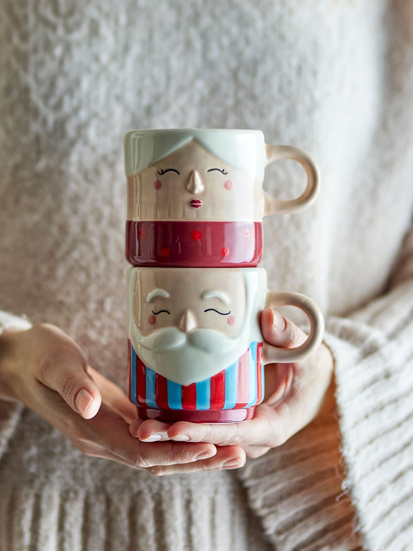 Bloomingville Granny Tasse, Rot, Steingut