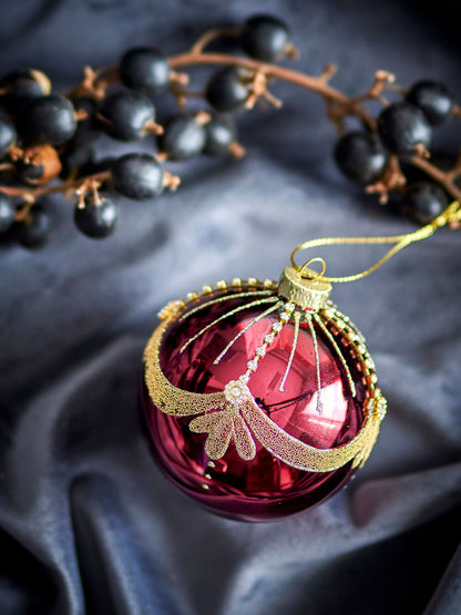 Bloomingville Suman Ornament, Rot, Glas