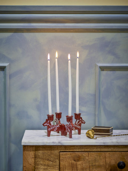 Bloomingville Siffer Adventskerzenständer, Rot, Polyresin