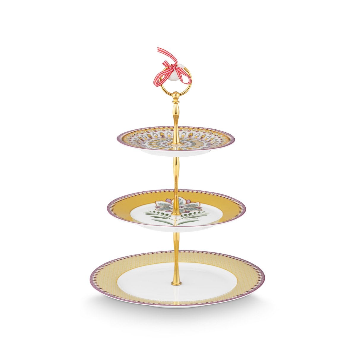 3/Layer Cake Stand Lily&Lotus Yellow