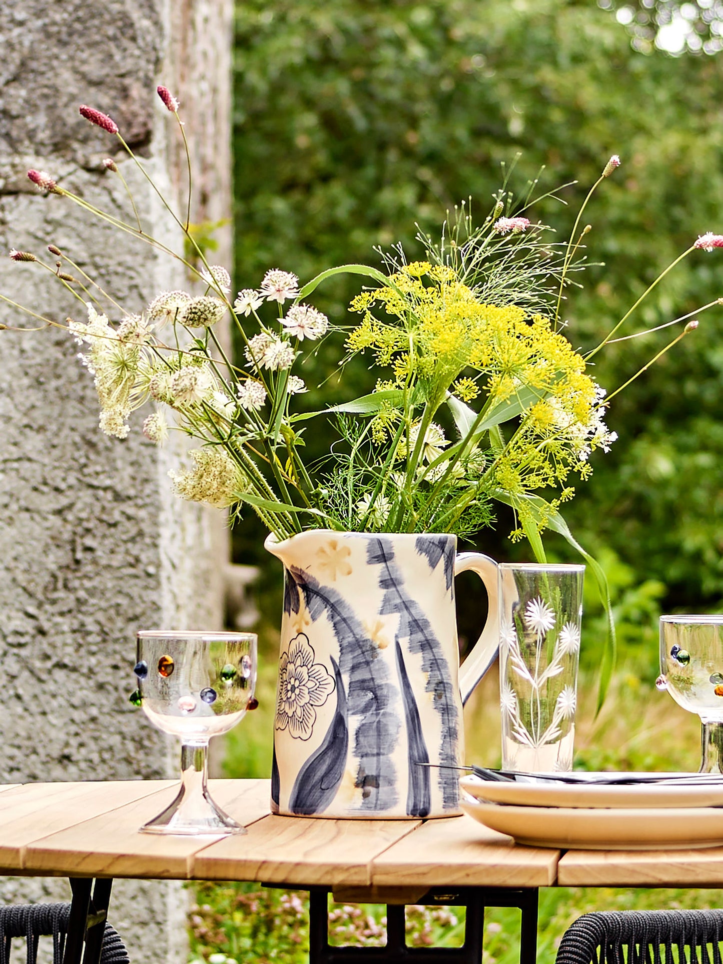 Bloomingville Anuuk Vase, Blue, Steingut