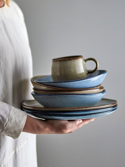 Bloomingville Sandrine Teller Tiefer, Blau, Steingut