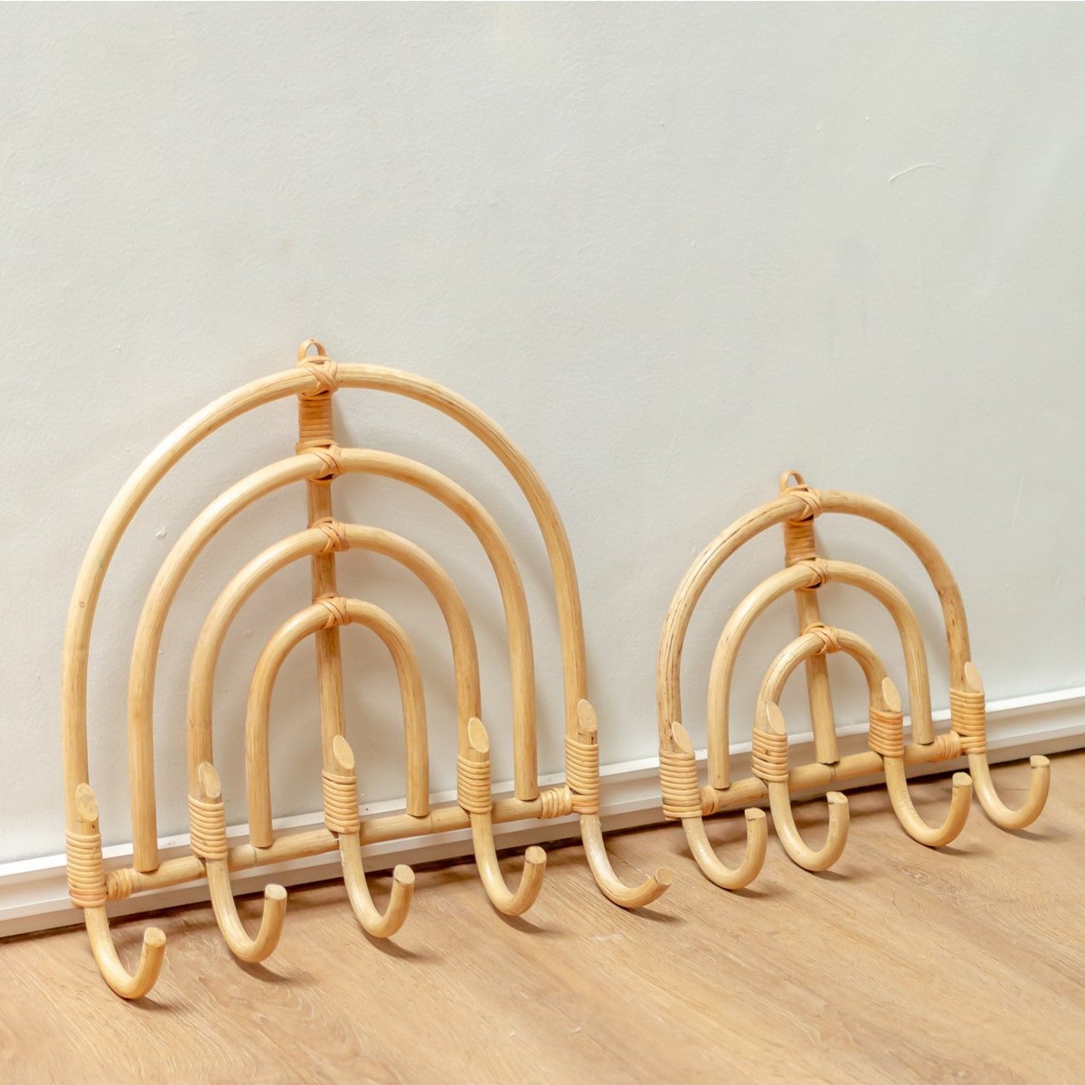 Rattan Garderobenhaken Beige  MAKU (2 Größen)
