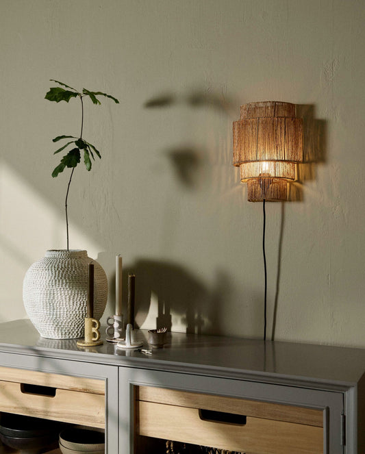 Nordal AIDOS Wandlampe Rattan - nature 13x25x34 cm