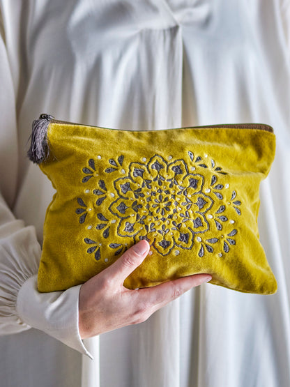 Bloomingville Stefania Kosmetiktasche, Gelb, Baumwolle
