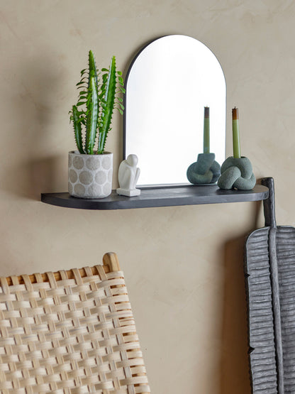 Bloomingville Annlie Spiegel mit Ablage, Schwarz, MDF