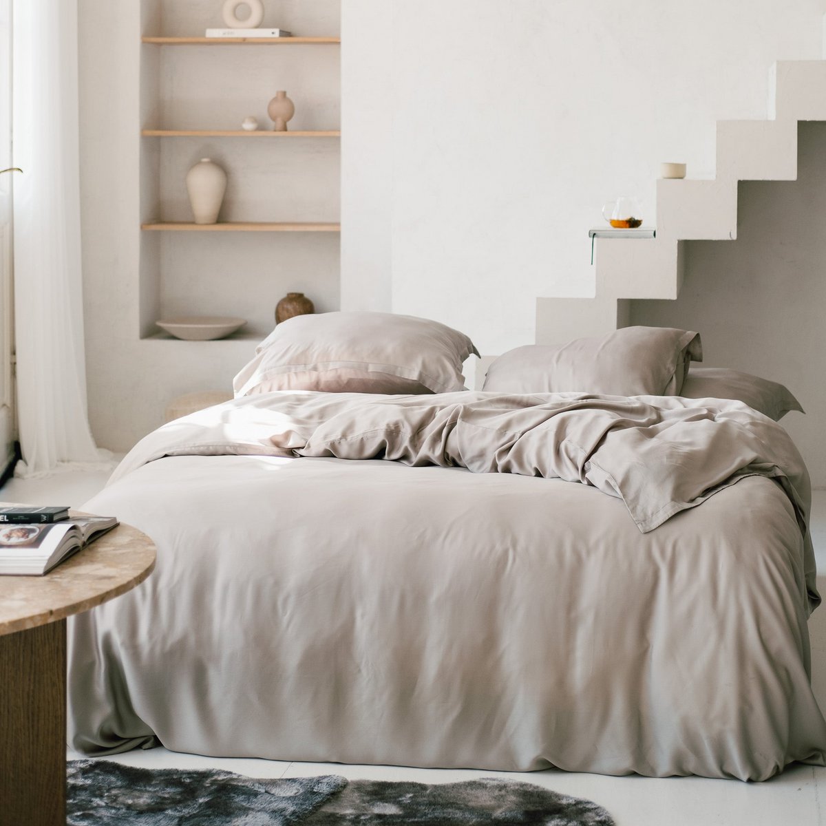 TENCEL™ – Satin-Bettbezug Taupe