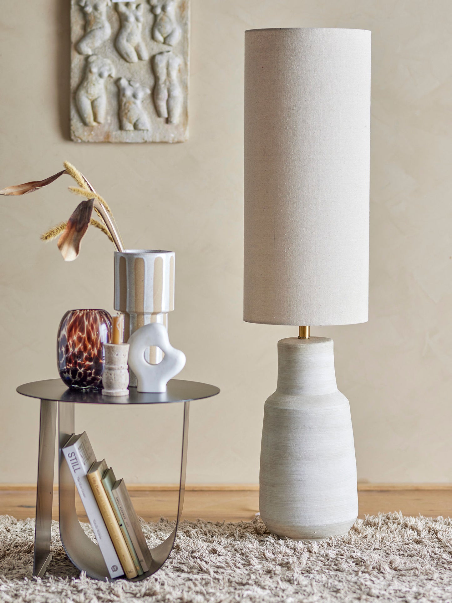 Bloomingville Linetta Stehlampe, Weiß, Steingut