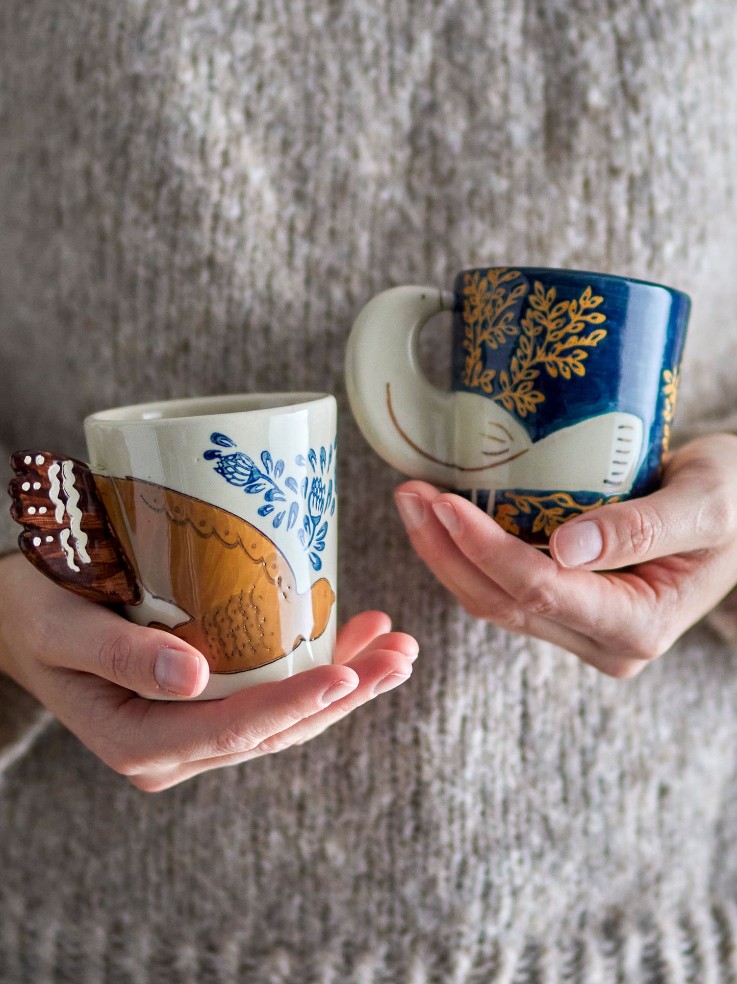 Bloomingville Hezha Tasse, Blue, Steingut