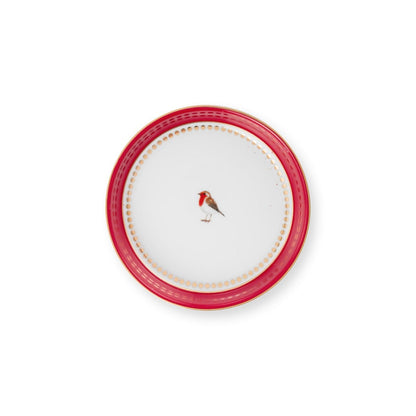 Tea for One Love Birds Medallion Stripes Red-Pink