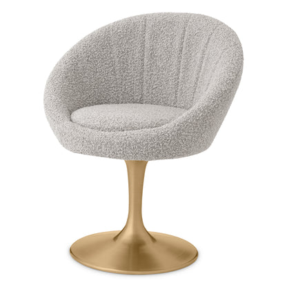 Esstischstuhl O'Neill bouclé grey brushed brass finish