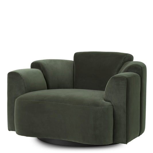 Swivel Loungesessel Marbella in Green Velvet